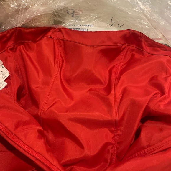 Couture Sample red satin ruched strapless evening gown - Picture 6 of 6